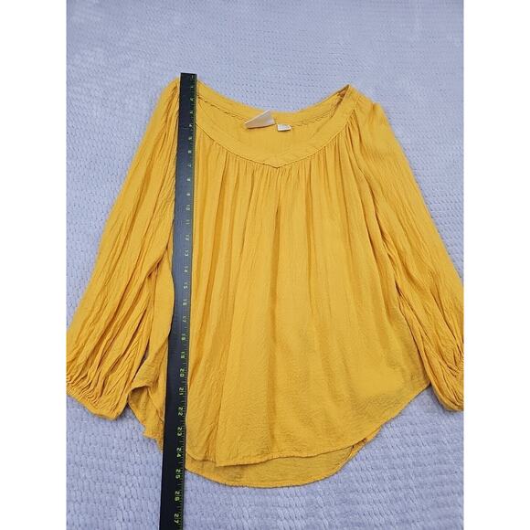 Maeve Shirt Womens 6 Boswell Peasant Blouse Mustard Yellow Anthropologie - Picture 2 of 7